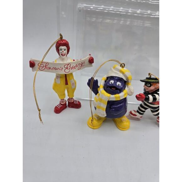 Vintage McDonalds Character Ornament Set of 4 Grimace Ronald Hamburglar Birdie - Picture 2 of 3
